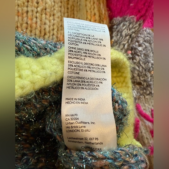 Anthropologie Fringed Colorblock Sweater Women’s Size Small Crew Neck Pullover - Picture 9 of 13